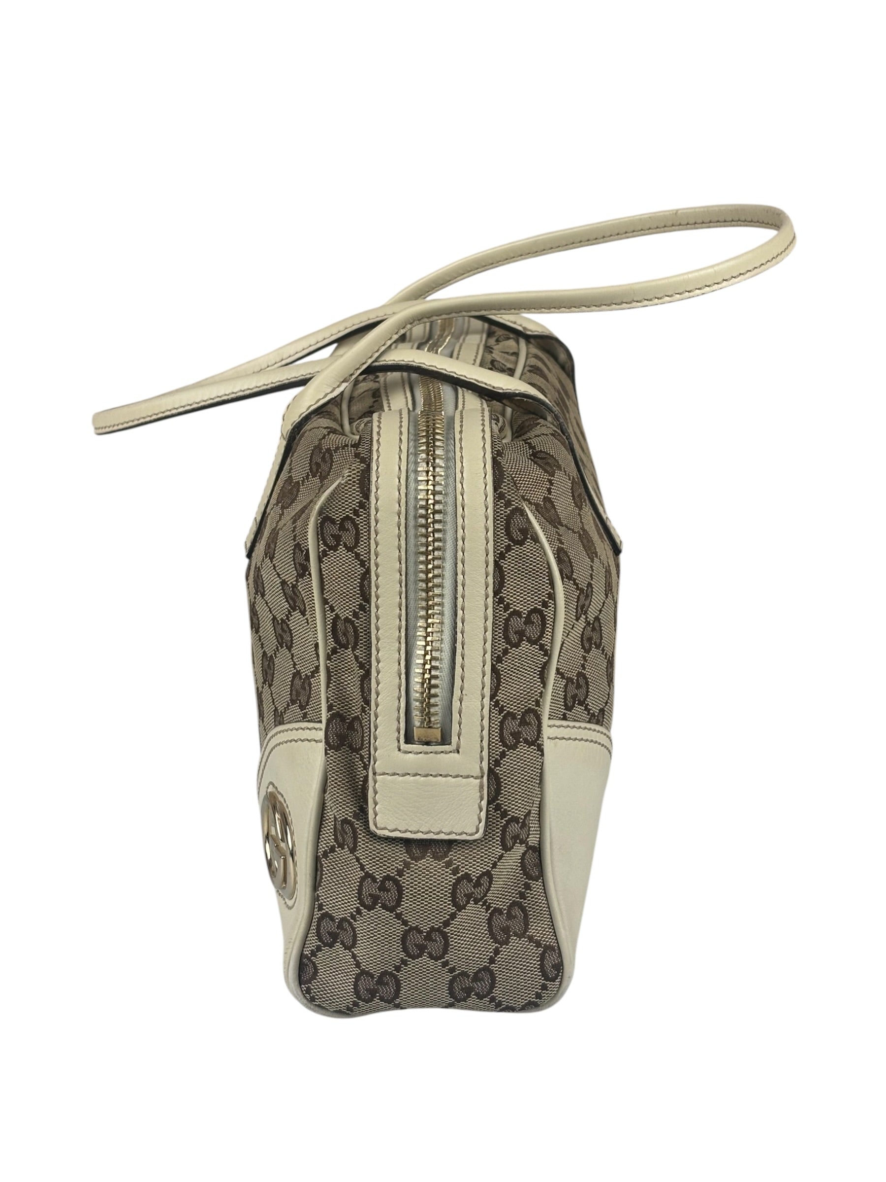 Gucci GG Beige Ivory Leather Shoulder Bag