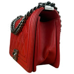 Chanel Red Leather Boy Flap Shoulder Bag -2013