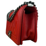 Chanel Red Leather Boy Flap Shoulder Bag -2013