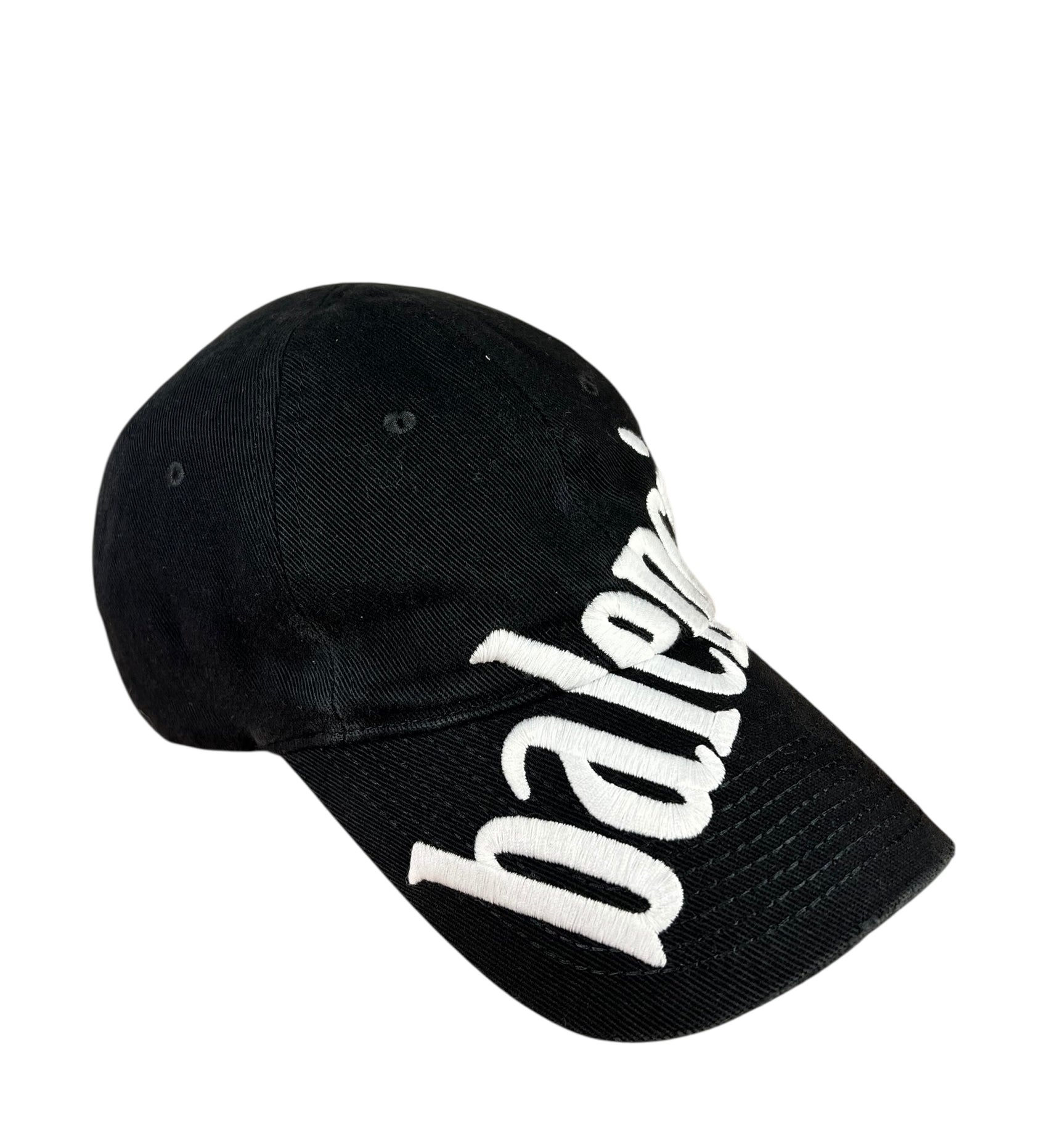 Balenciaga Diagonal Embroidered Logo Cap Black