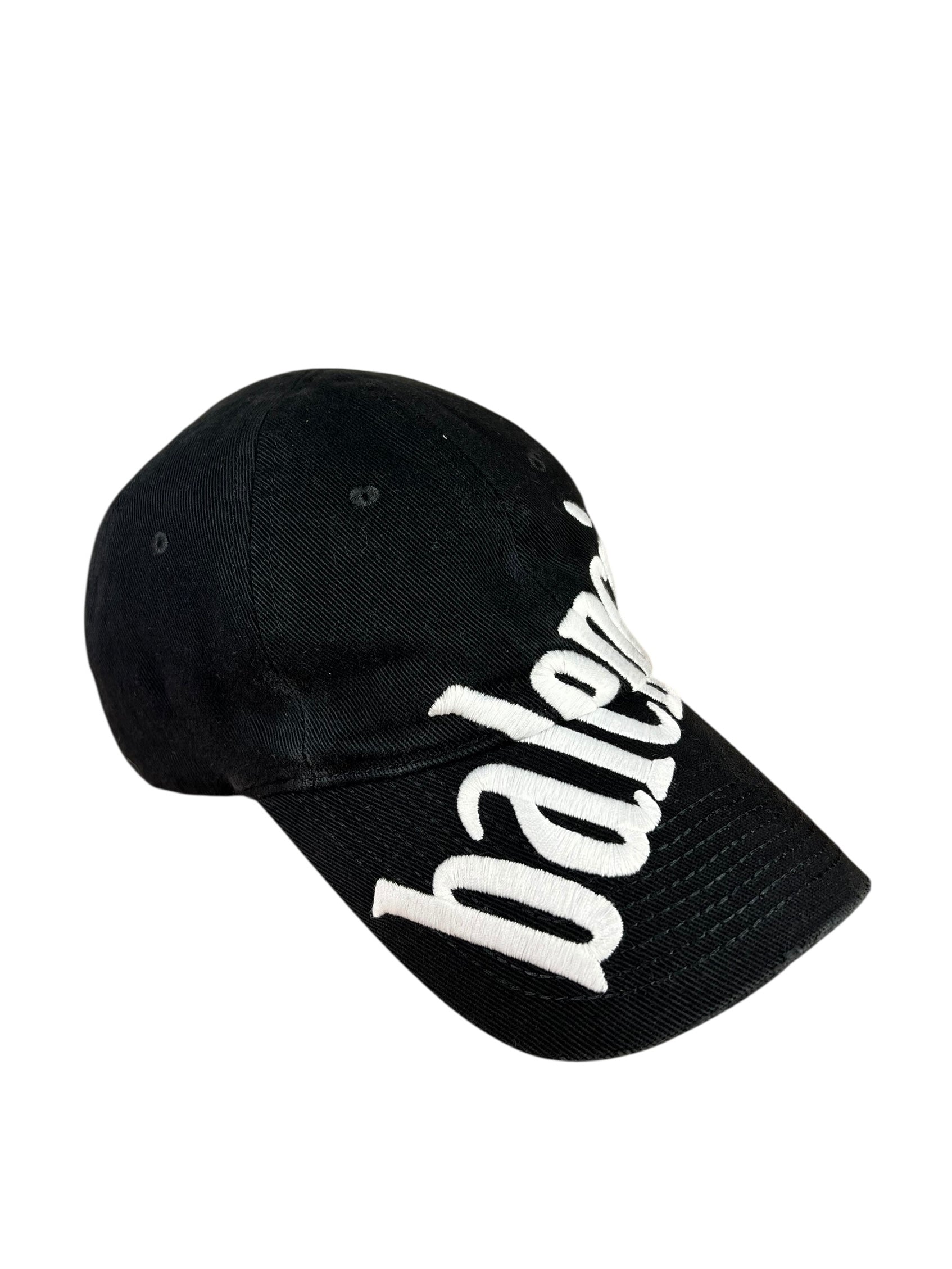 Balenciaga Diagonal Embroidered Logo Cap Black