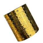 Chanel Vintage Gold CC Print Cuff Bracelet
