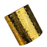 Chanel Vintage Gold CC Print Cuff Bracelet
