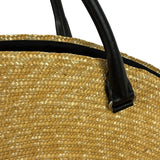 Balenciaga Raffia Woven/Leather Trim Beach Tote