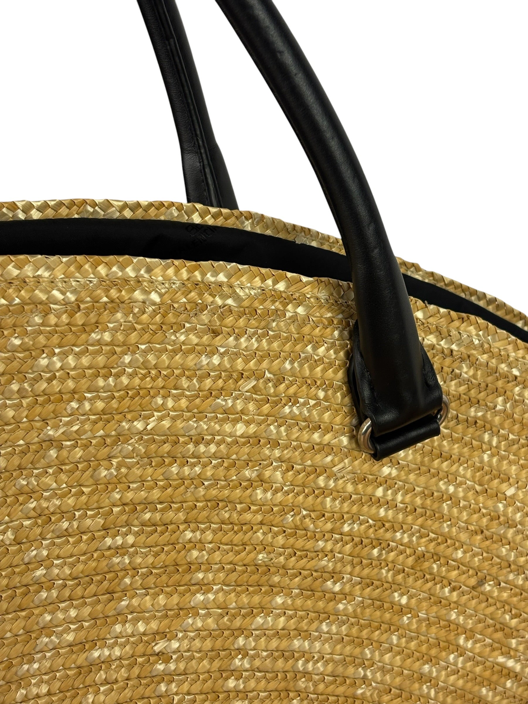 Balenciaga Raffia Woven/Leather Trim Beach Tote