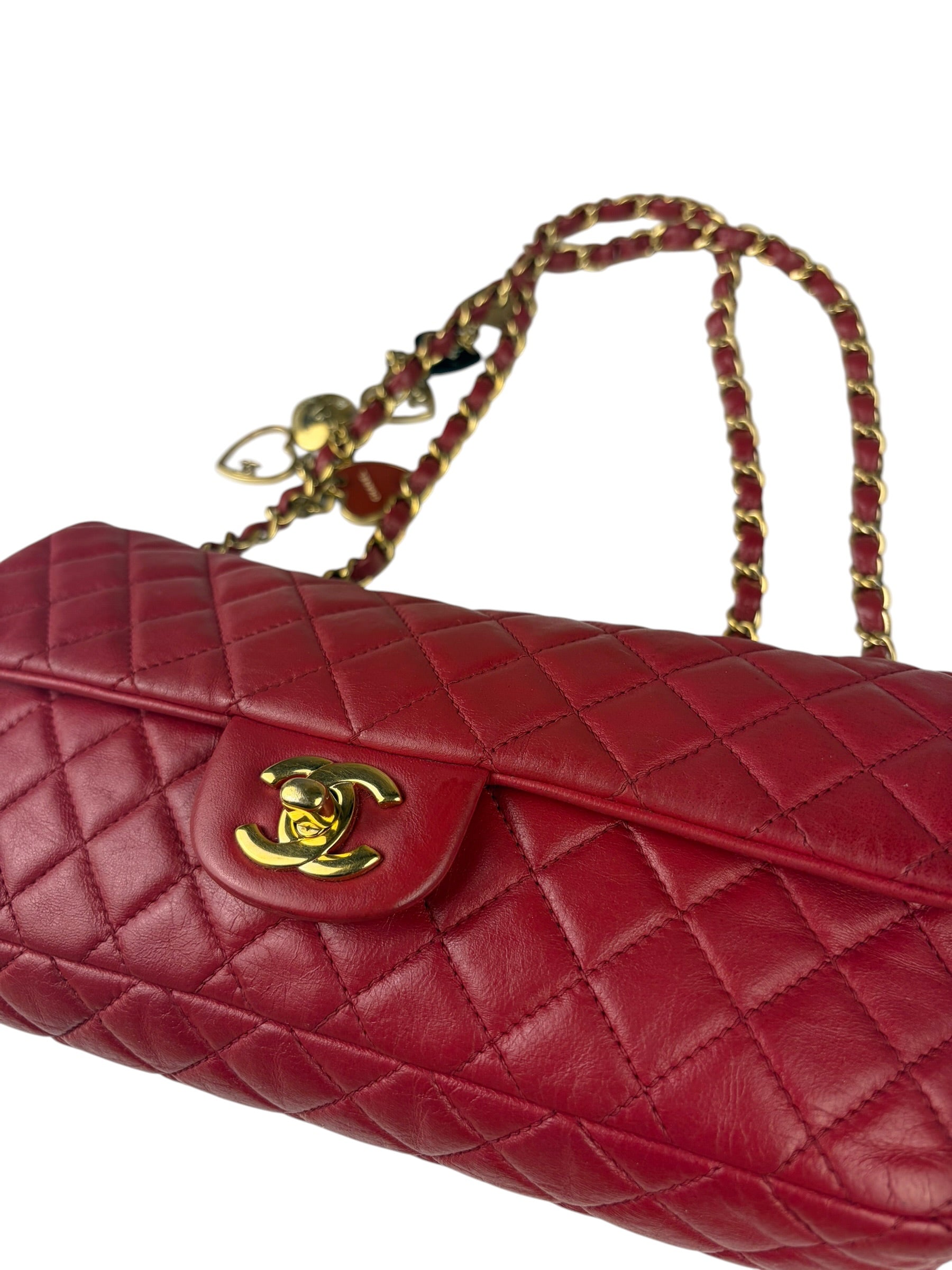 Chanel Red Quilted Leather Timeless Valentine Flap Bag 2009