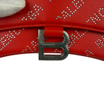Balenciaga Red Leather Hourglass XS Rhinestones Two-Way Bag