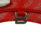 Balenciaga Red Leather Hourglass XS Rhinestones Two-Way Bag