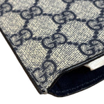 Gucci Navy Blue Leather Trim Coated GG Supreme iPad Case