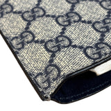 Gucci Navy Blue Leather Trim Coated GG Supreme iPad Case