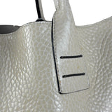 Brunello Cucinelli Ivory Grained Leather Tote Bag