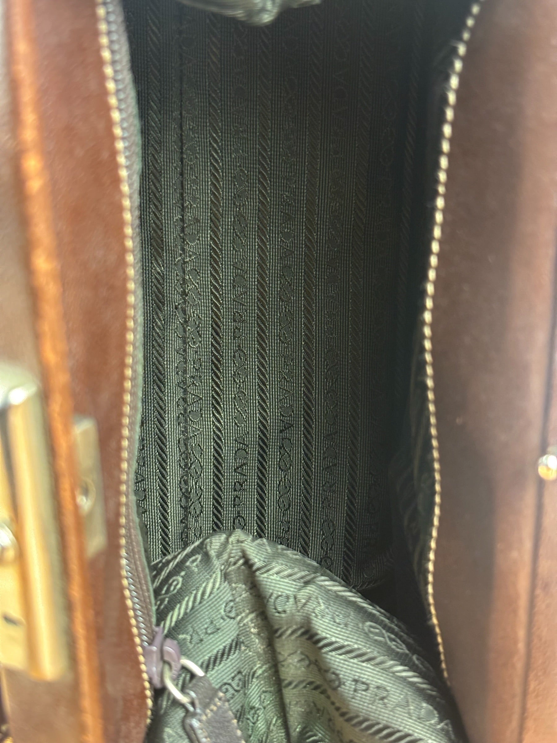 Prada Brown Leather Madras Cerniera Doctor Handbag
