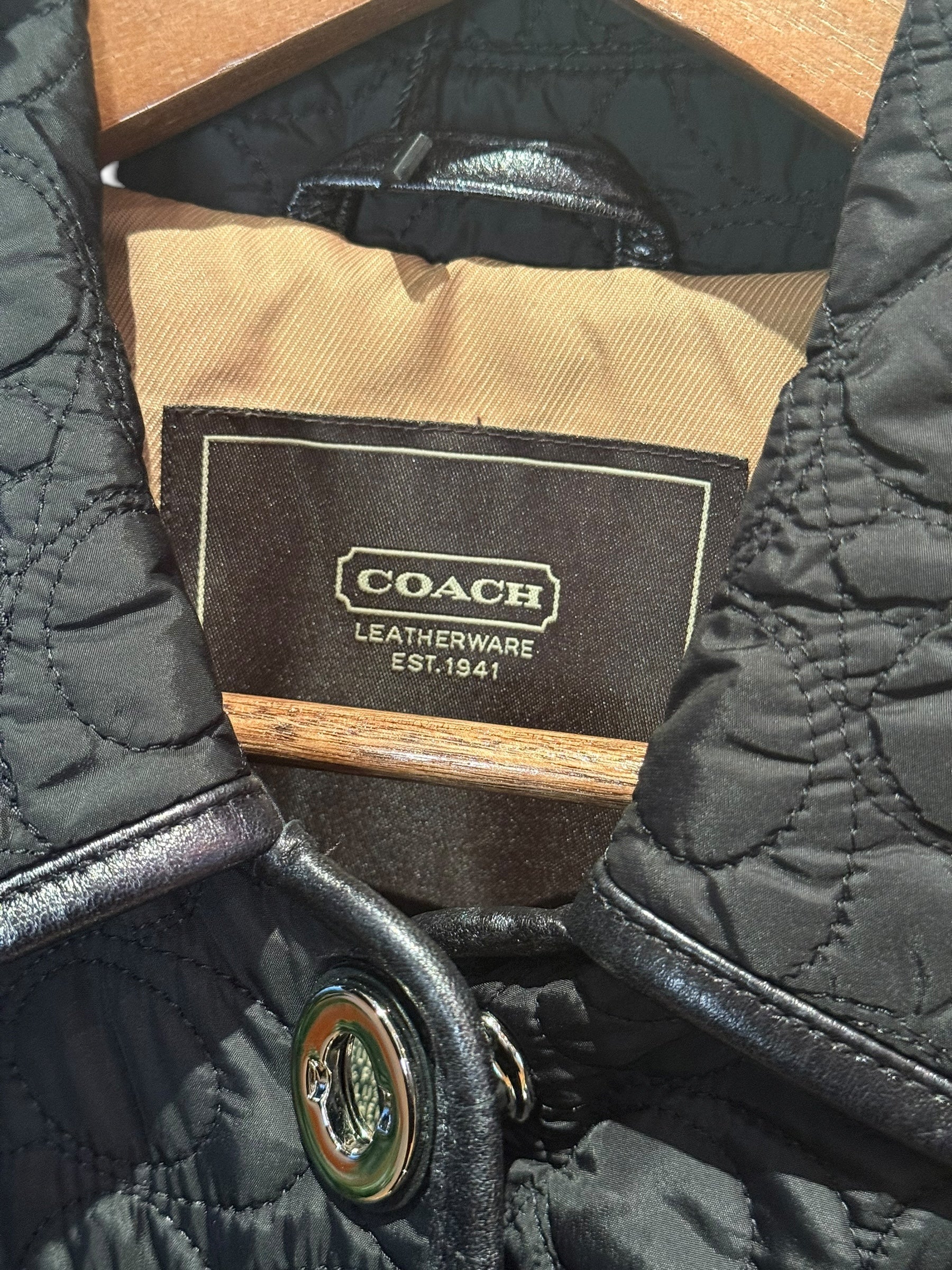 Coach Signature Quilted Coat Black