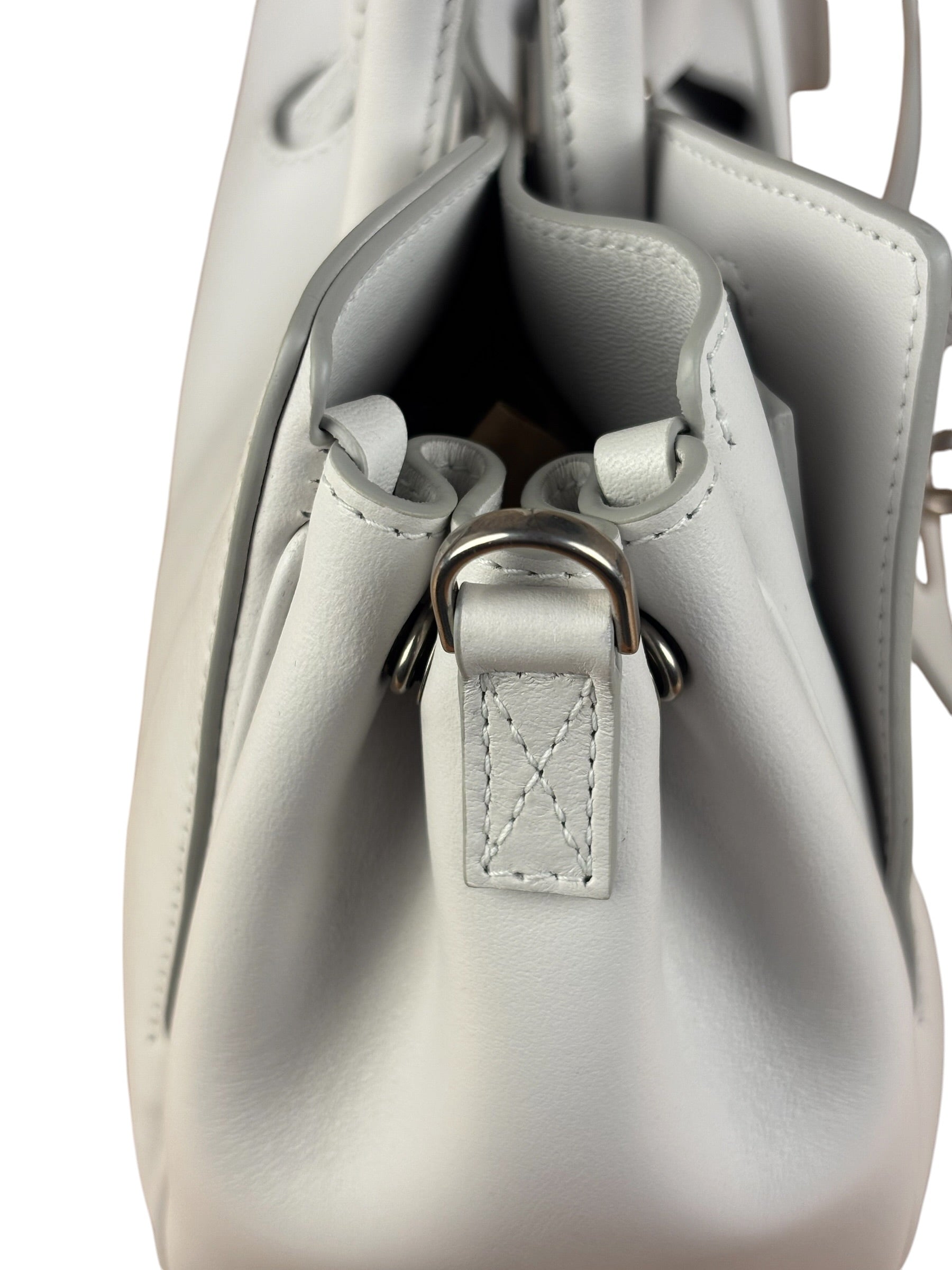 Balenciaga White Leather Bel Air Carry All Handbag