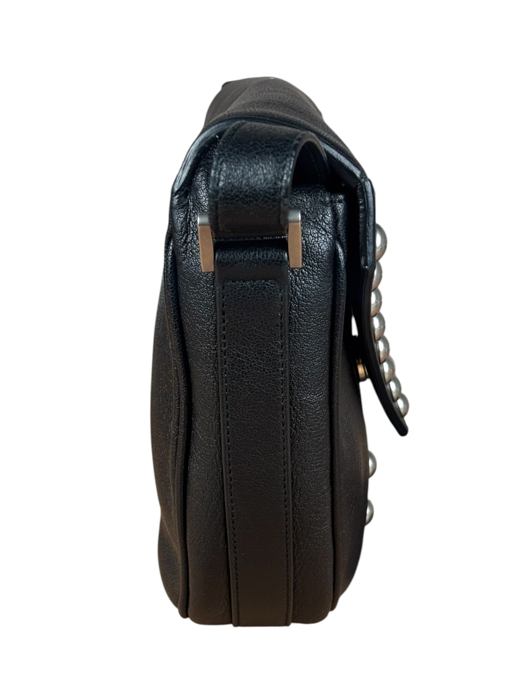 Saint Laurent Black Leather Y Studded Flap Crossbody