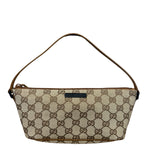 Gucci Brown Leather Trim GG Boat Pochette