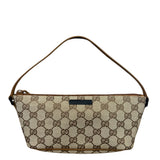 Gucci Brown Leather Trim GG Boat Pochette