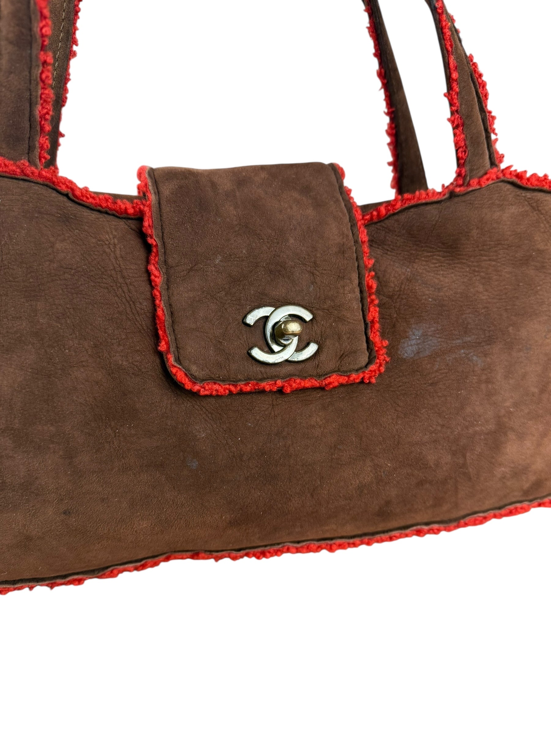 Chanel 1998 Coco Mark Brown Suede Handbag