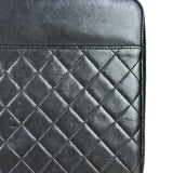 Chanel Black Quilted Caviar Leather Tablet Clutch Case