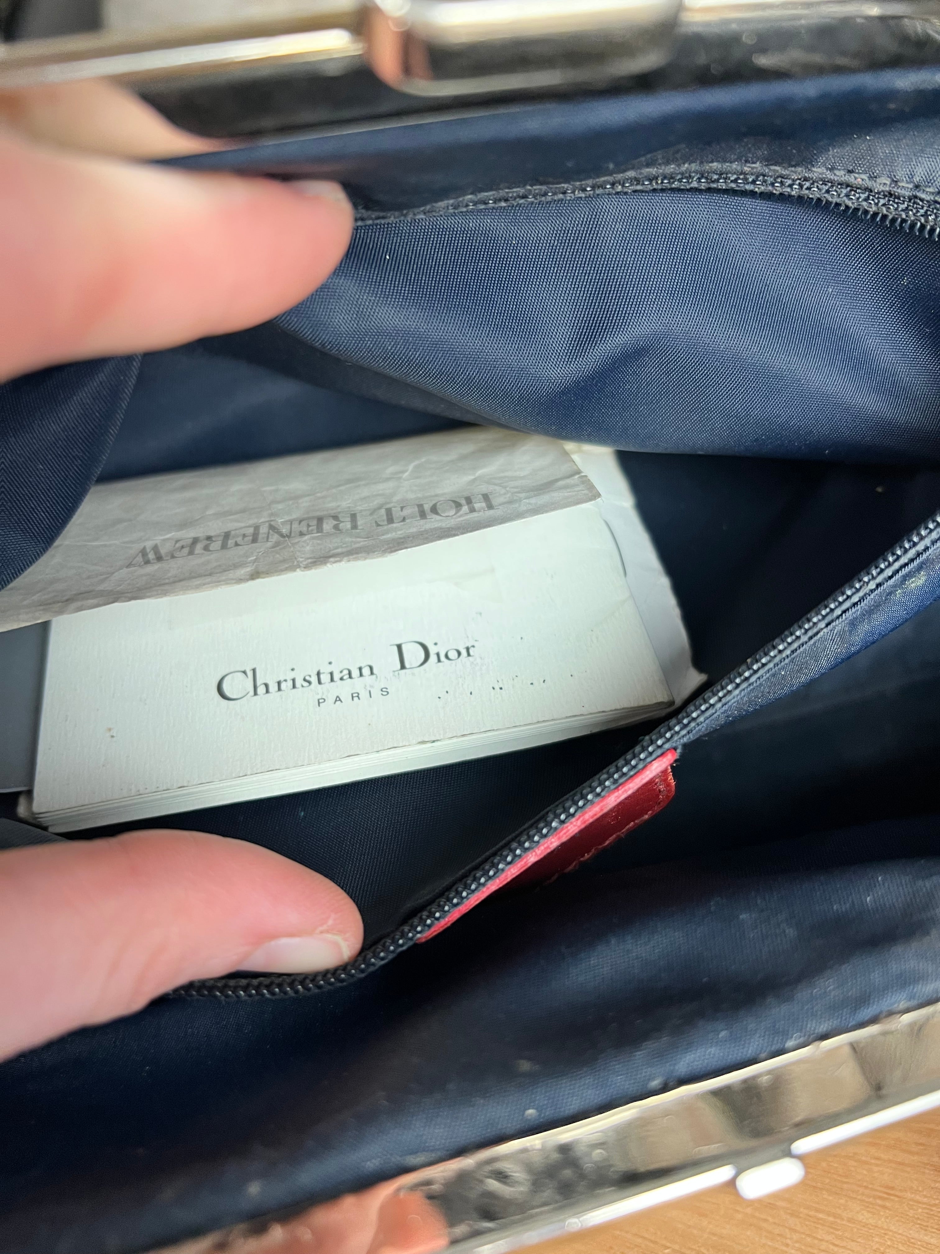 Christian Dior 2005 Doctor Bag Navy/Red Leather Trim