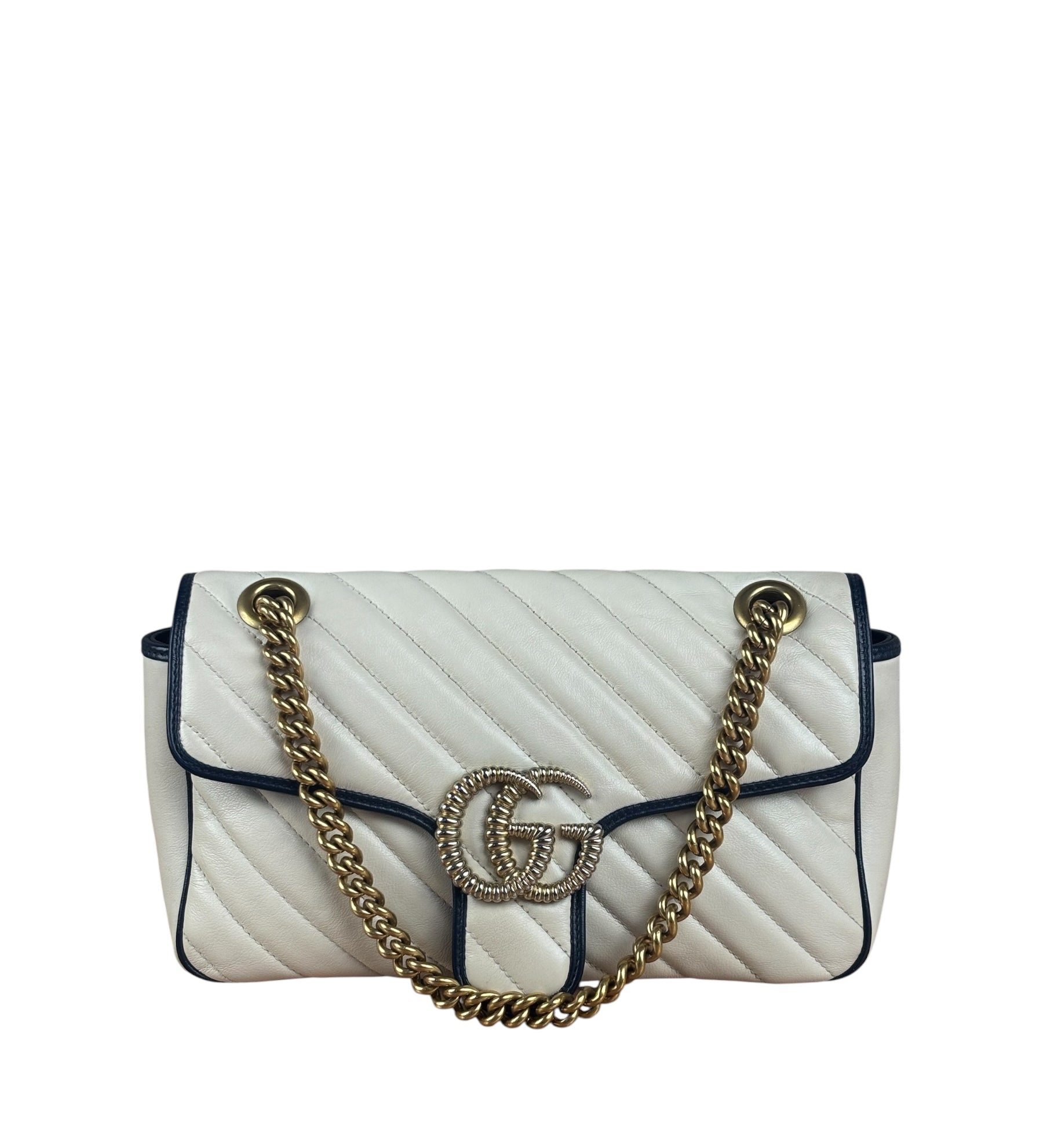 Gucci GG Marmont Cream & Navy Flap Bag