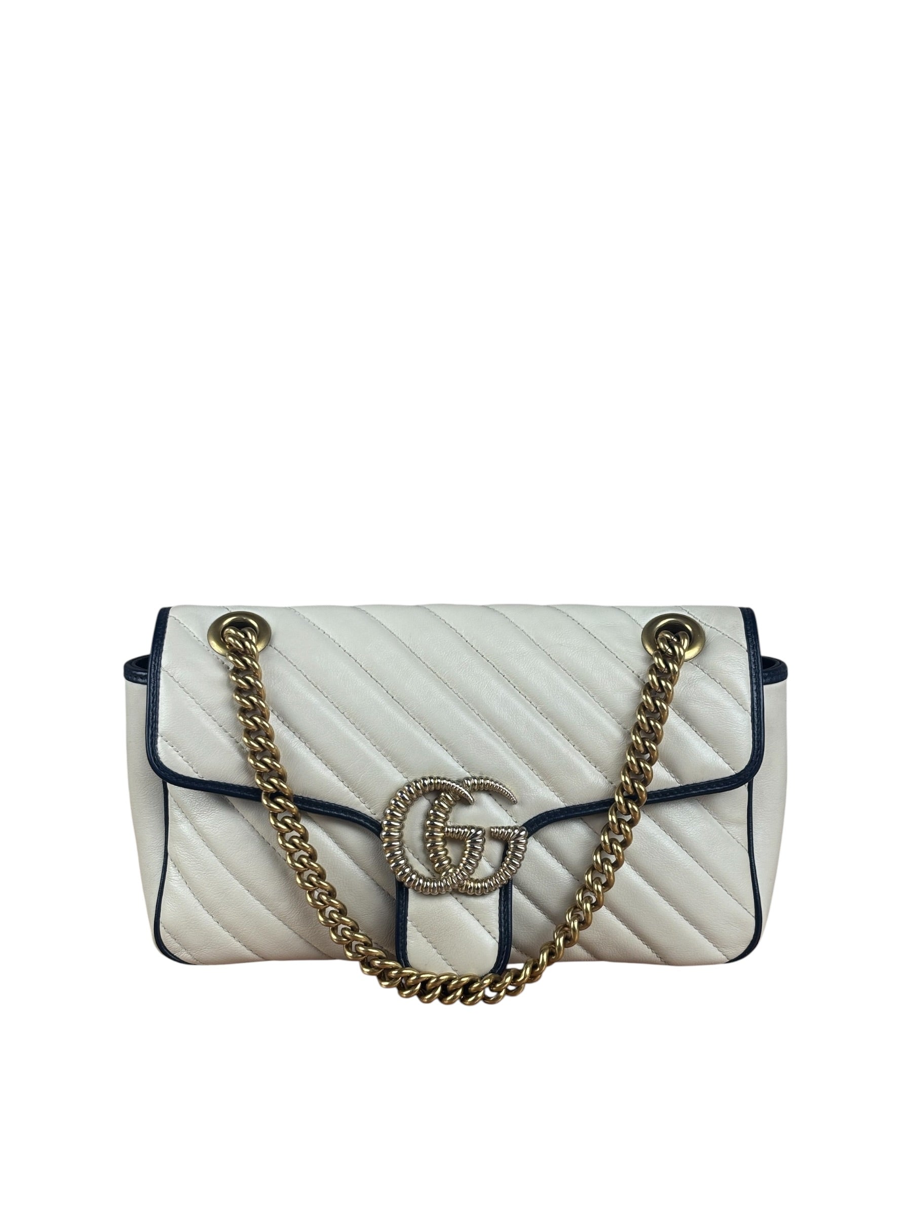 Gucci GG Marmont Cream & Navy Flap Bag
