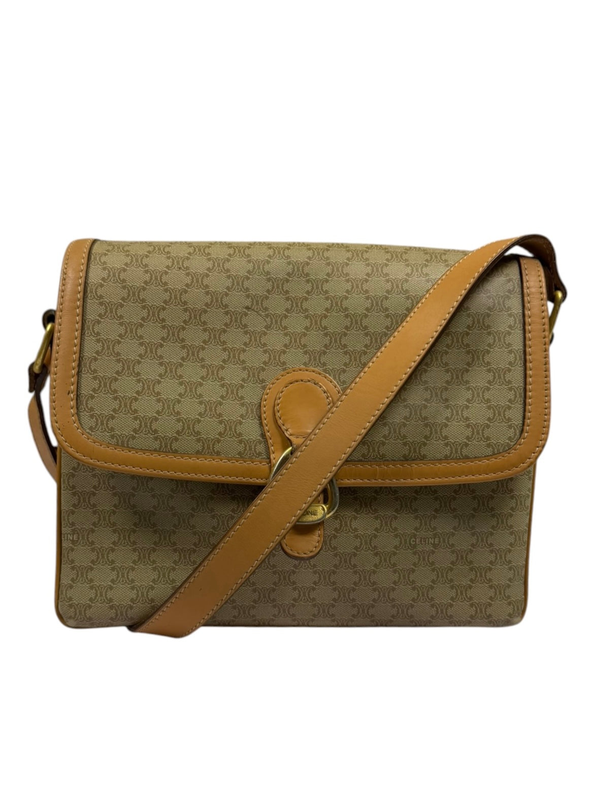 Celine Vintage Macadam Coated Canvas Crossbody Bag