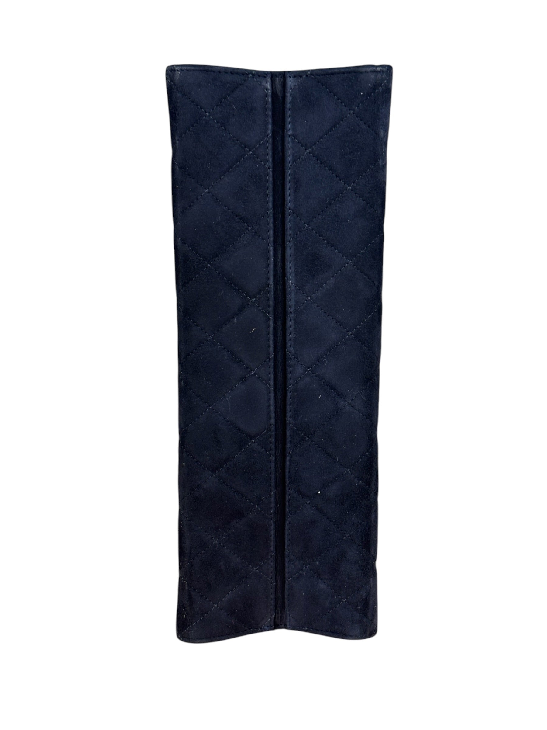 Chanel Vintage Navy Blue Matelasse Quilted Suede Chain Shoulder Bag