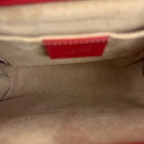 Gucci Red Leather Pearl Studded Padlock Shoulder Bag