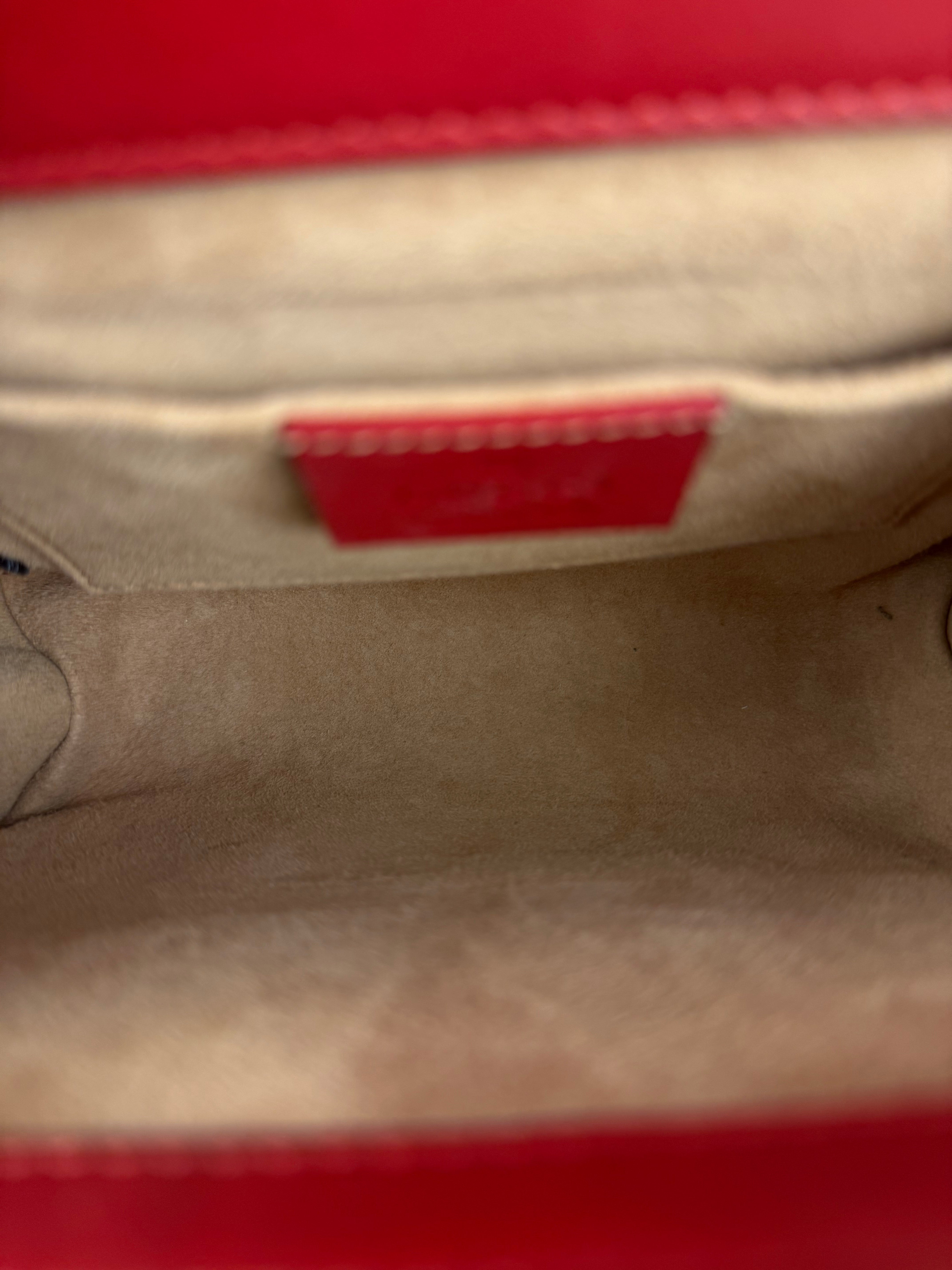 Gucci Red Leather Pearl Studded Padlock Shoulder Bag