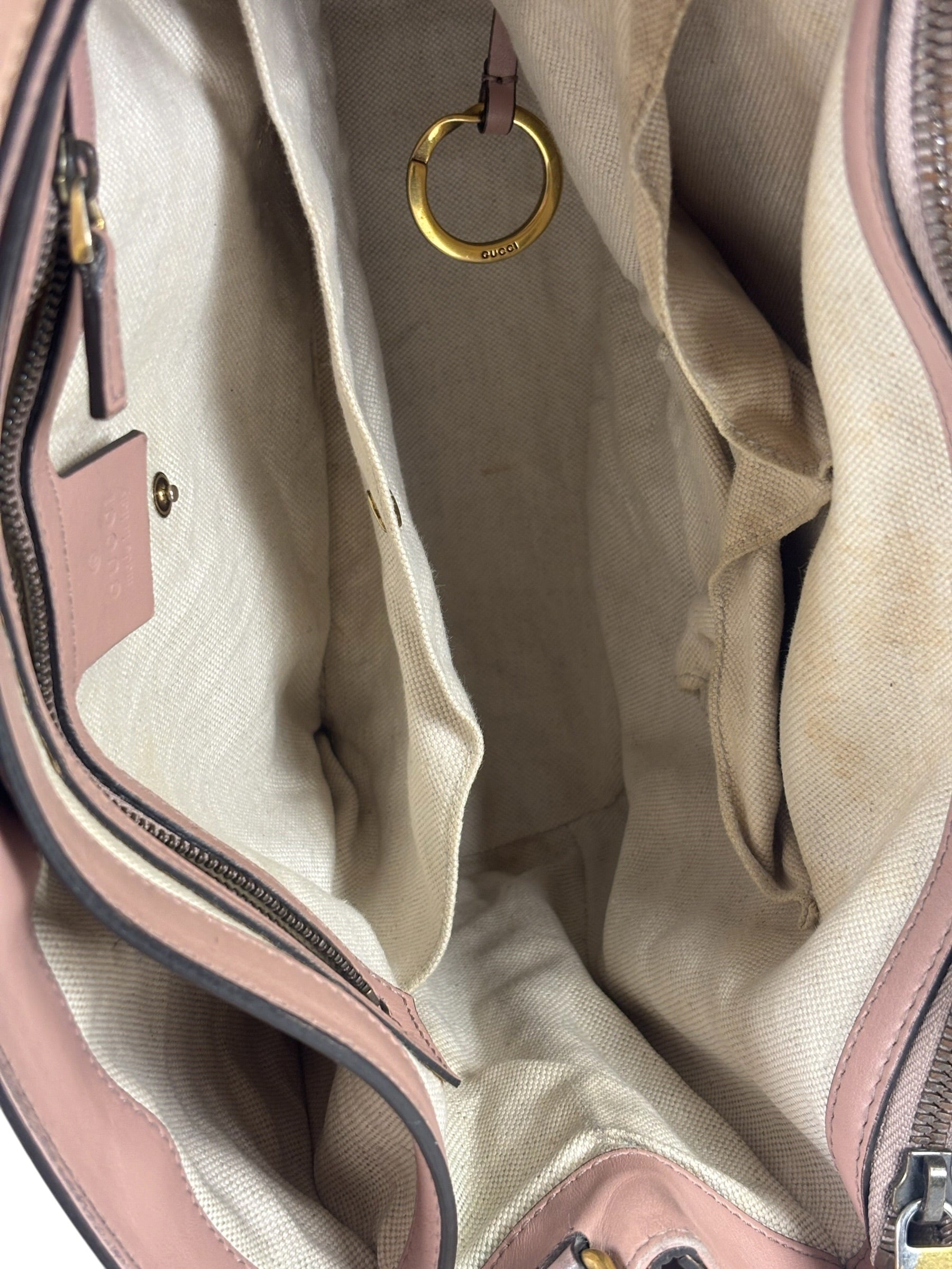 Gucci Dusty Rose Patent Leather Horsebit Two-Way Tote