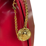 Versace Vintage Red Leather Top Handle Bag