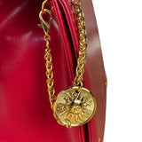 Versace Vintage Red Leather Top Handle Bag