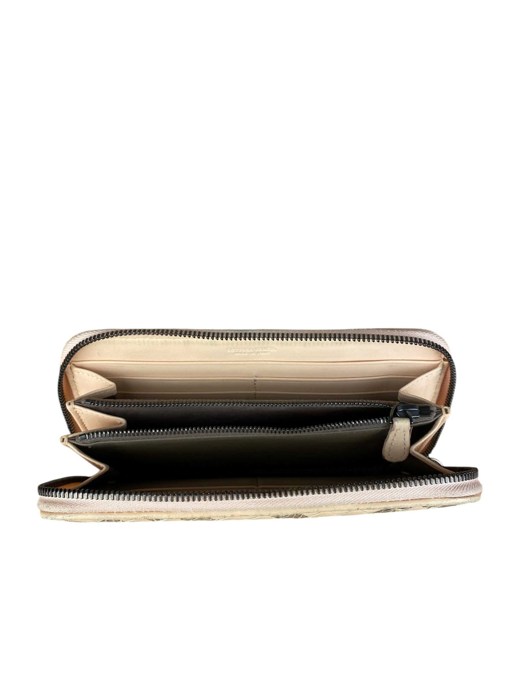 Bottega Veneta Pink Intreccio Snake Leather Long Wallet