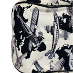 Chanel White/Black Patent Leather Trim Airplane CC Handle Bag 2005