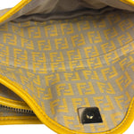 Fendi Yellow Leather Trim Zucca Crossbody Bag