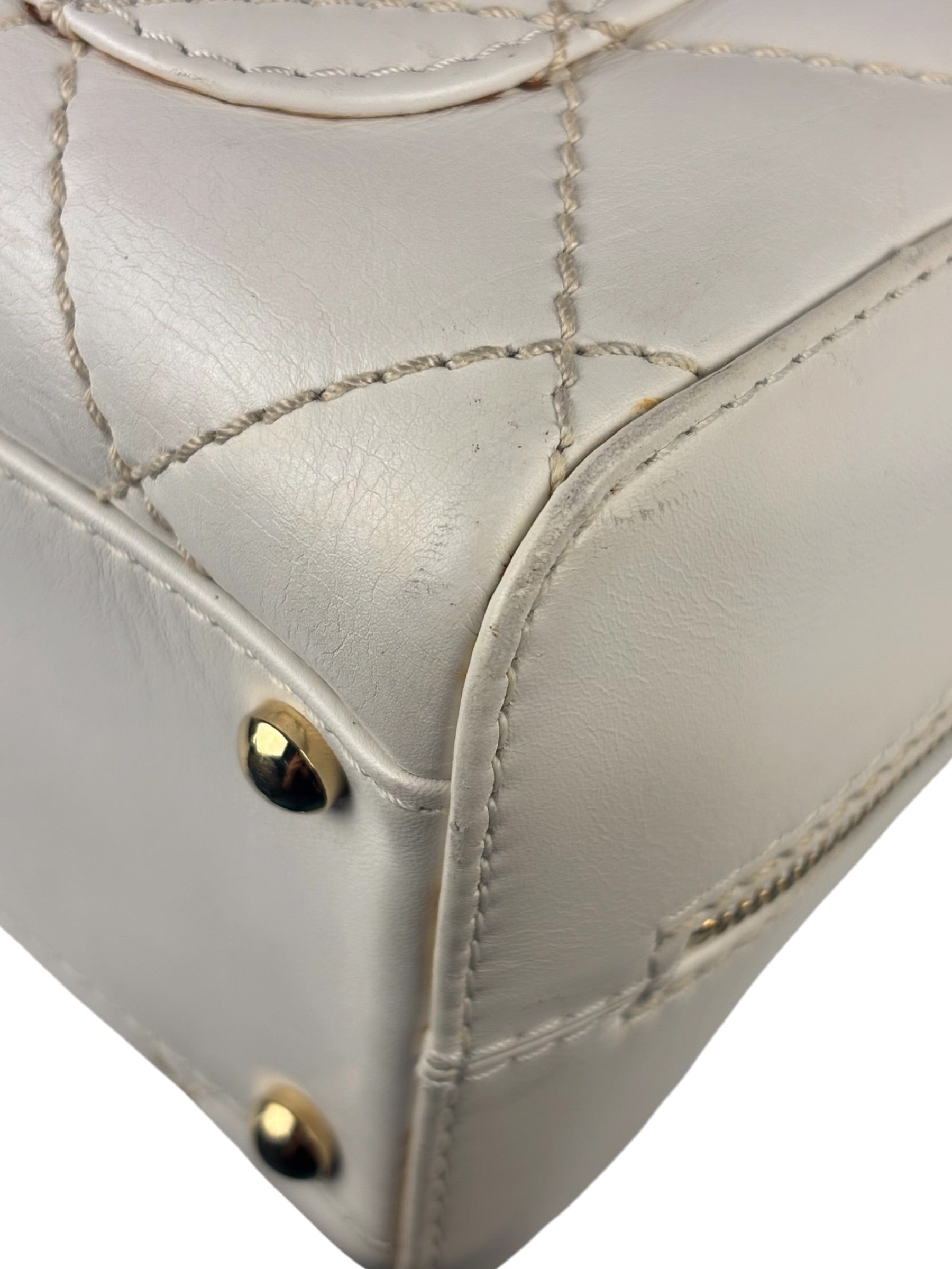 Chanel White CC Lambskin Wild Stitch Handbag 2003