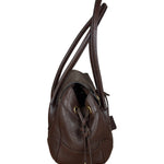Prada Rich Brown Vitello Daino Sound Lock Satchel Shoulder Bag