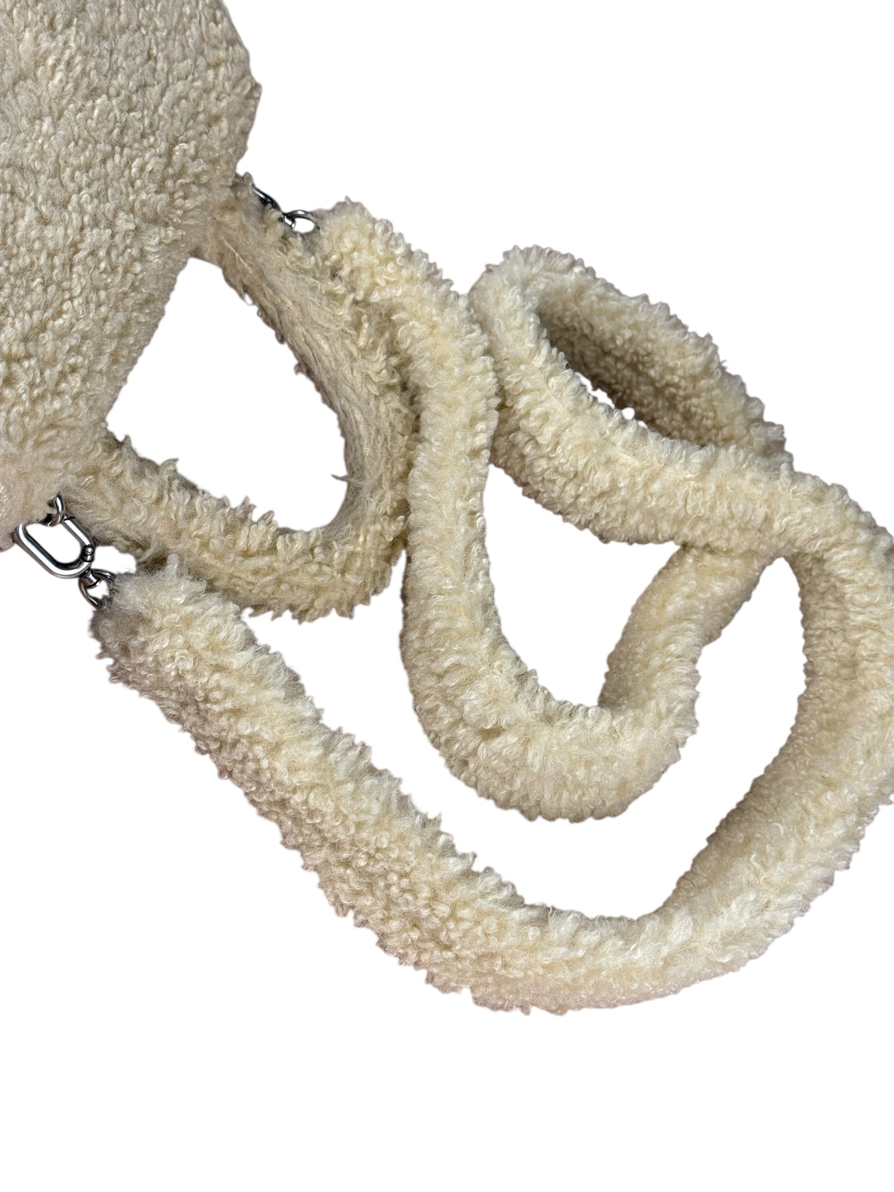 Balenciaga Furry Hourglass 2Way Handbag Beige