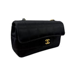 Chanel Black Satin Chocolate Bar Mini East-West Flap Bag