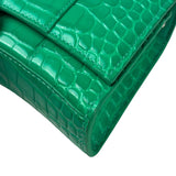 Balenciaga Green Crocodile Embossed Hourglass Wallet On Chain