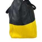 Celine Yellow/Black Leather Horizontal Cabas Tote