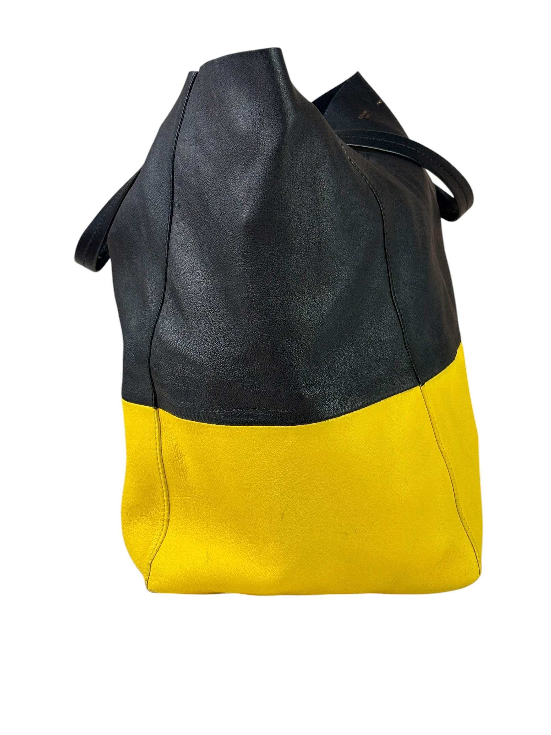 Celine Yellow/Black Leather Horizontal Cabas Tote