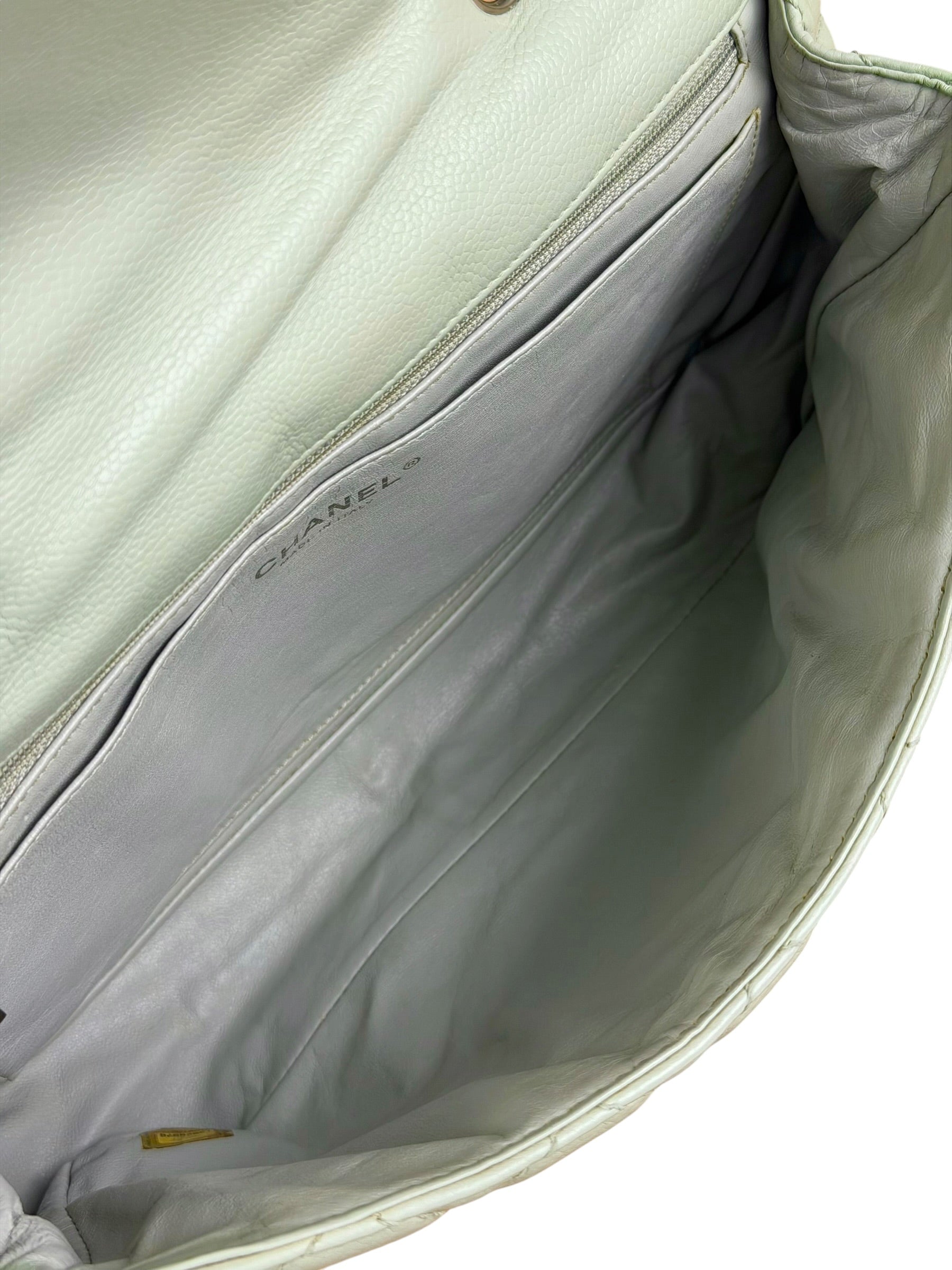 Chanel Light Sage Green Medium Classic Flap Shoulder Bag 2008