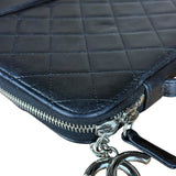 Chanel Black Quilted Caviar Leather Tablet Clutch Case