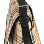 Burberry Black Leather Trim House Check Flap Crossbody Bag