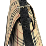 Burberry Black Leather Trim House Check Flap Crossbody Bag