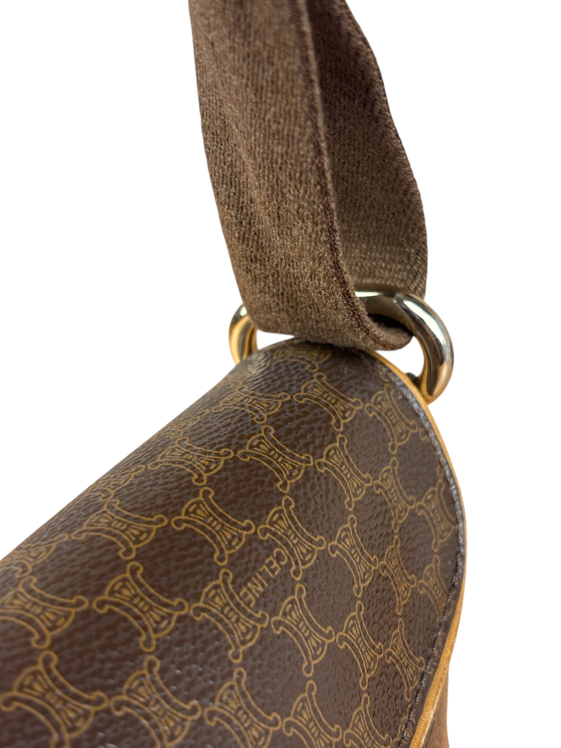 Celine Vintage Leather Macadam Double Pocket Shoulder Bag