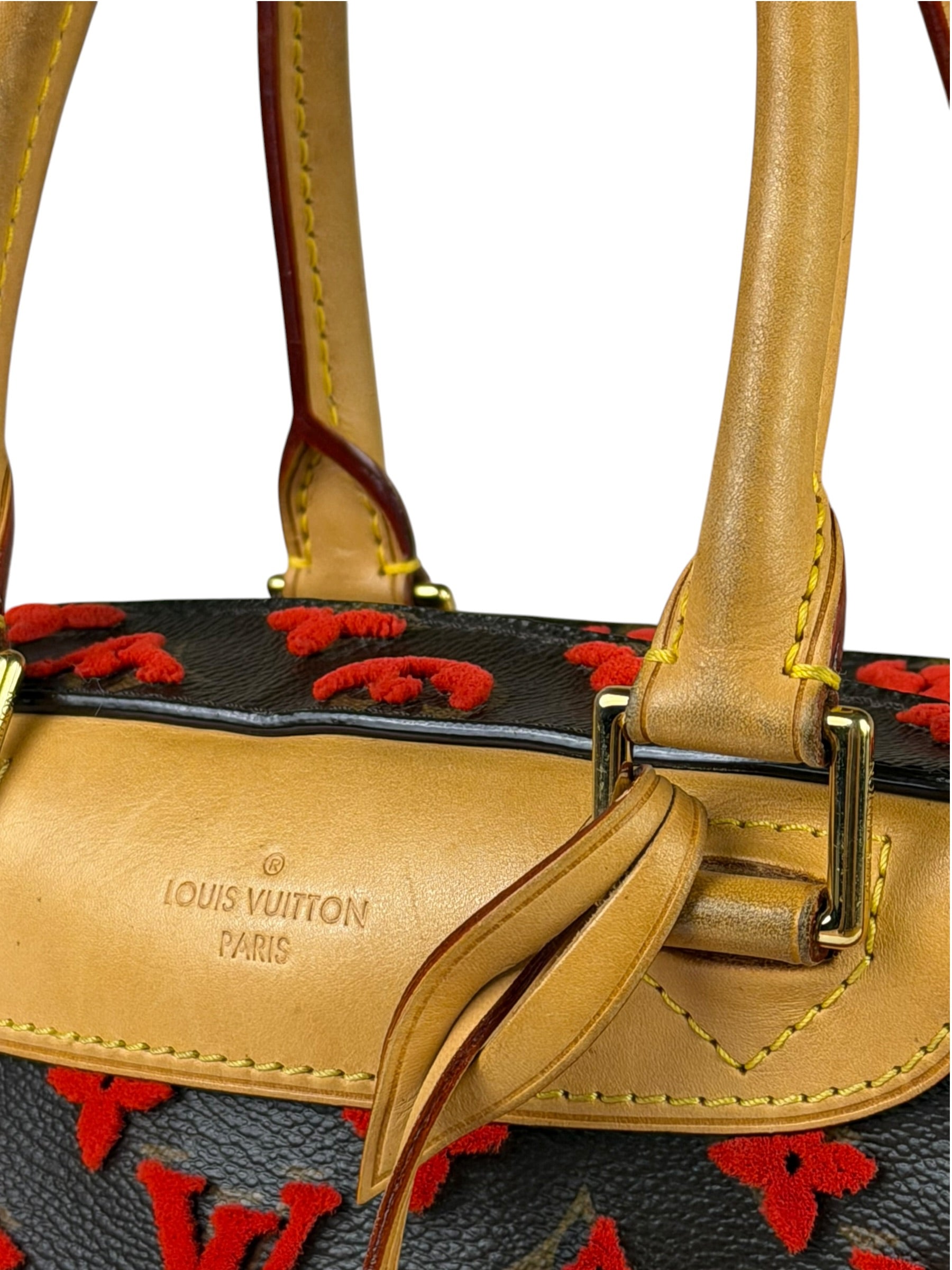 Louis Vuitton Limited Edition Deauville Cube Rosso Handbag Red