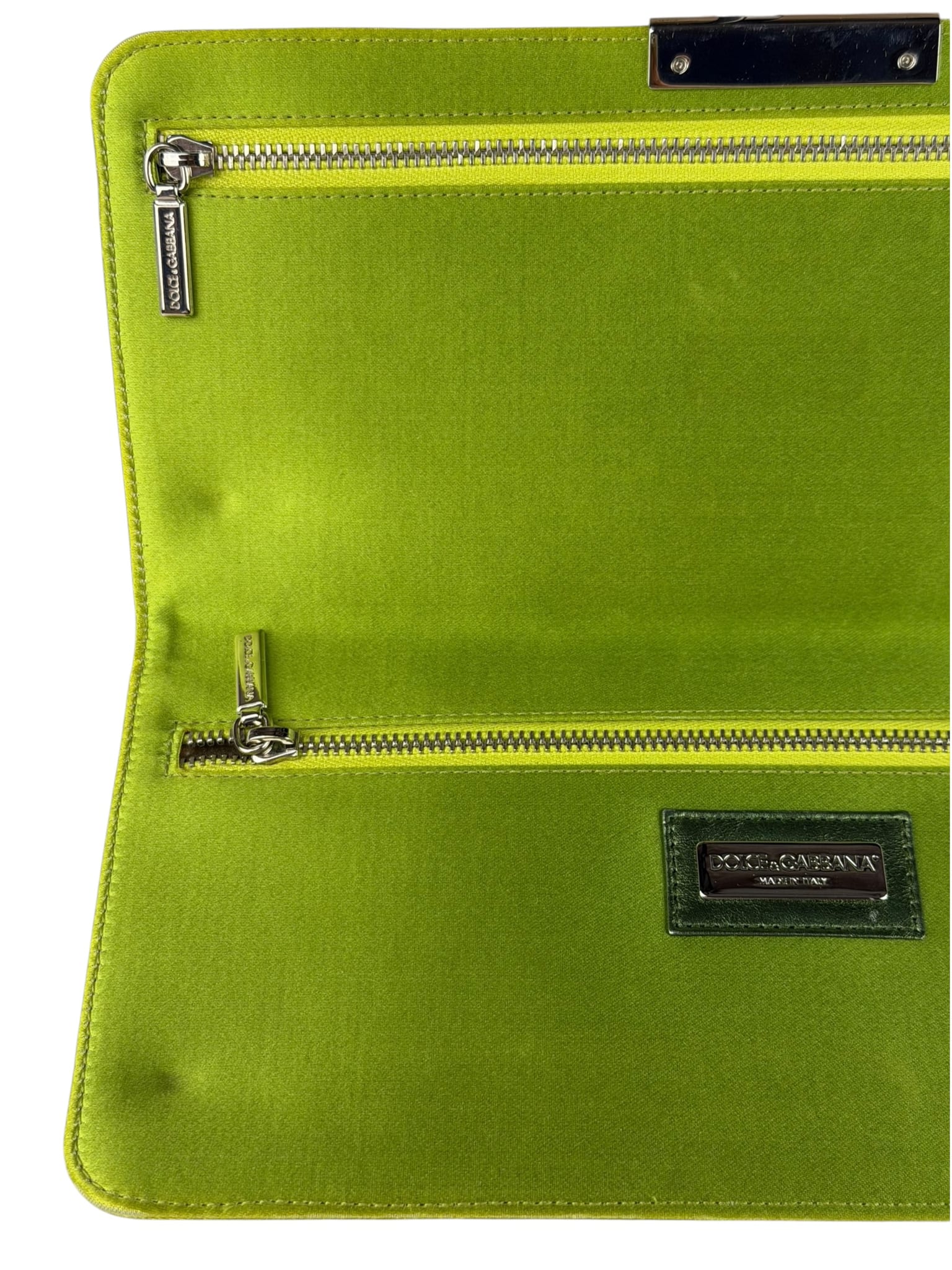Dolce & Gabbana Lime Green Satin Clutch